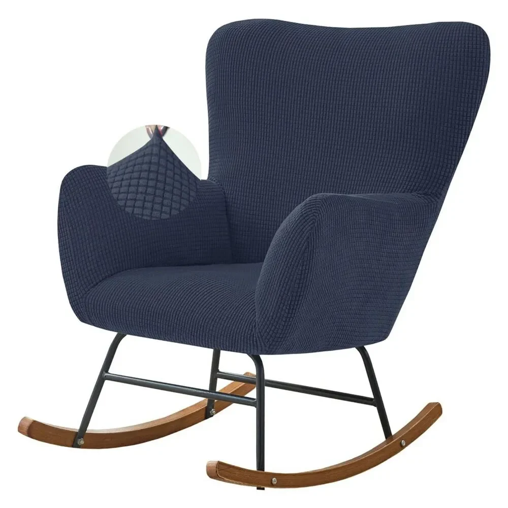 Nursery Rocking Chair Cover Stretch Rocker Glider Slipcover Jacquard (Navy)